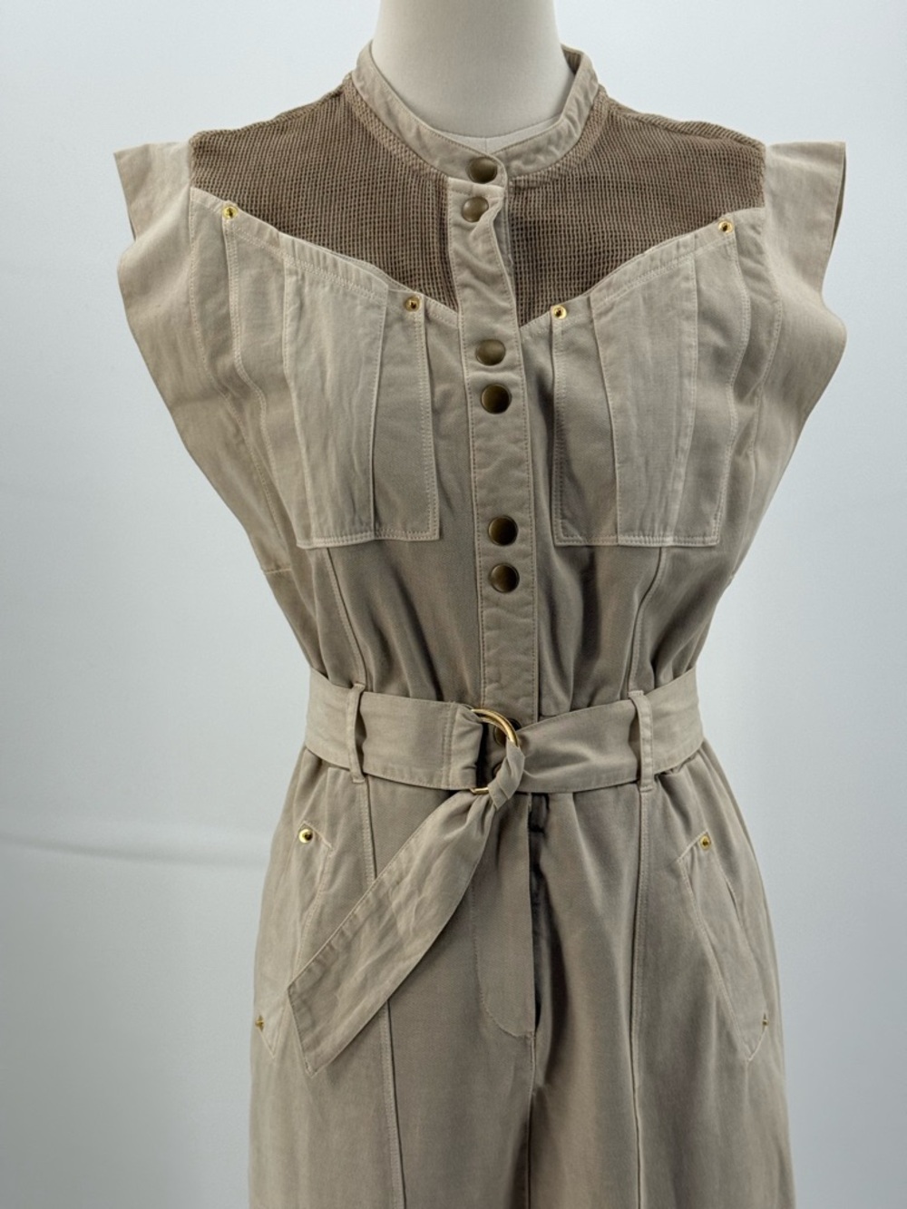 Gray State Indya Utility Jumpsuit Belted Wide-Leg Slit at Hemline Size 0 - Picture 12 of 14